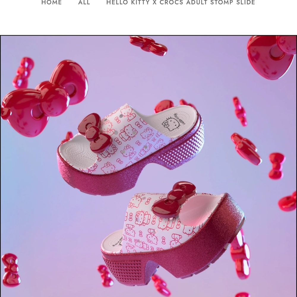 Crocs +Hello Kitty  stomp slide  in Red and White platform women’s size W10/M8..